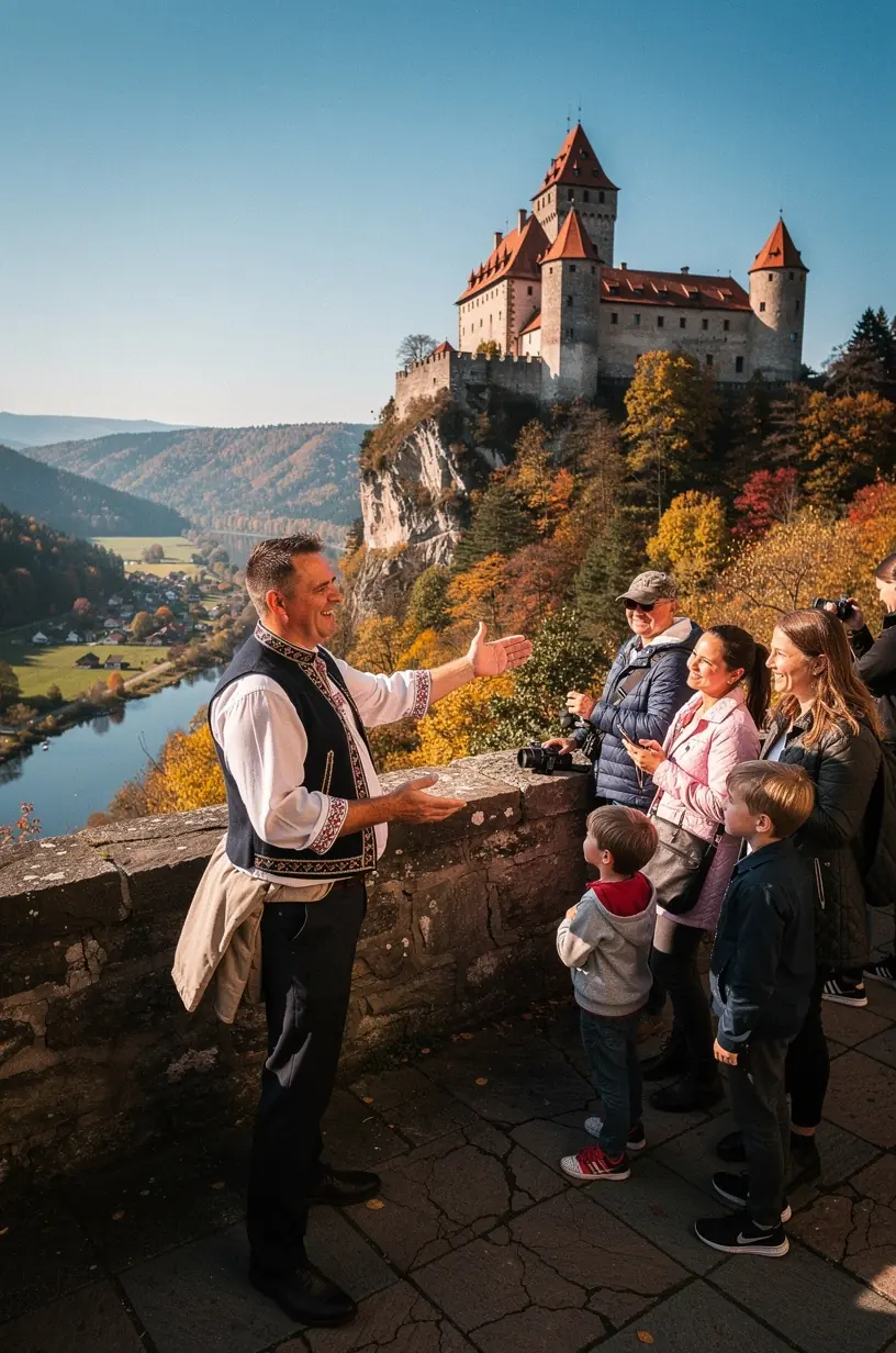 Pohľad na historický opevnený areál s hradbami, baštami a vstupnou bránou počas zlatej hodiny